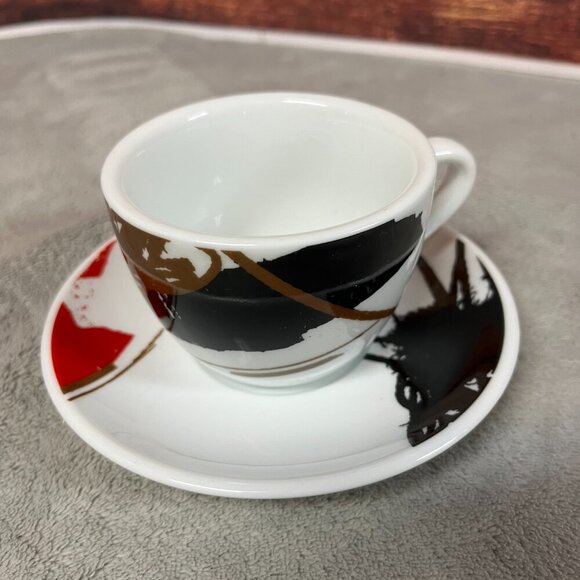 Toscana Espresso Abstract Art Artistic Cup & Saucer Set of 6 - Picture 9 of 16